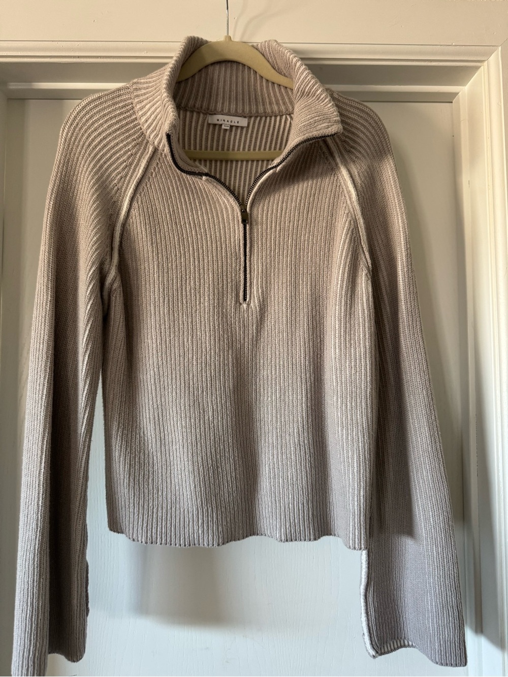 Miracle light grey & white Half-Zip Turtleneck Sweater